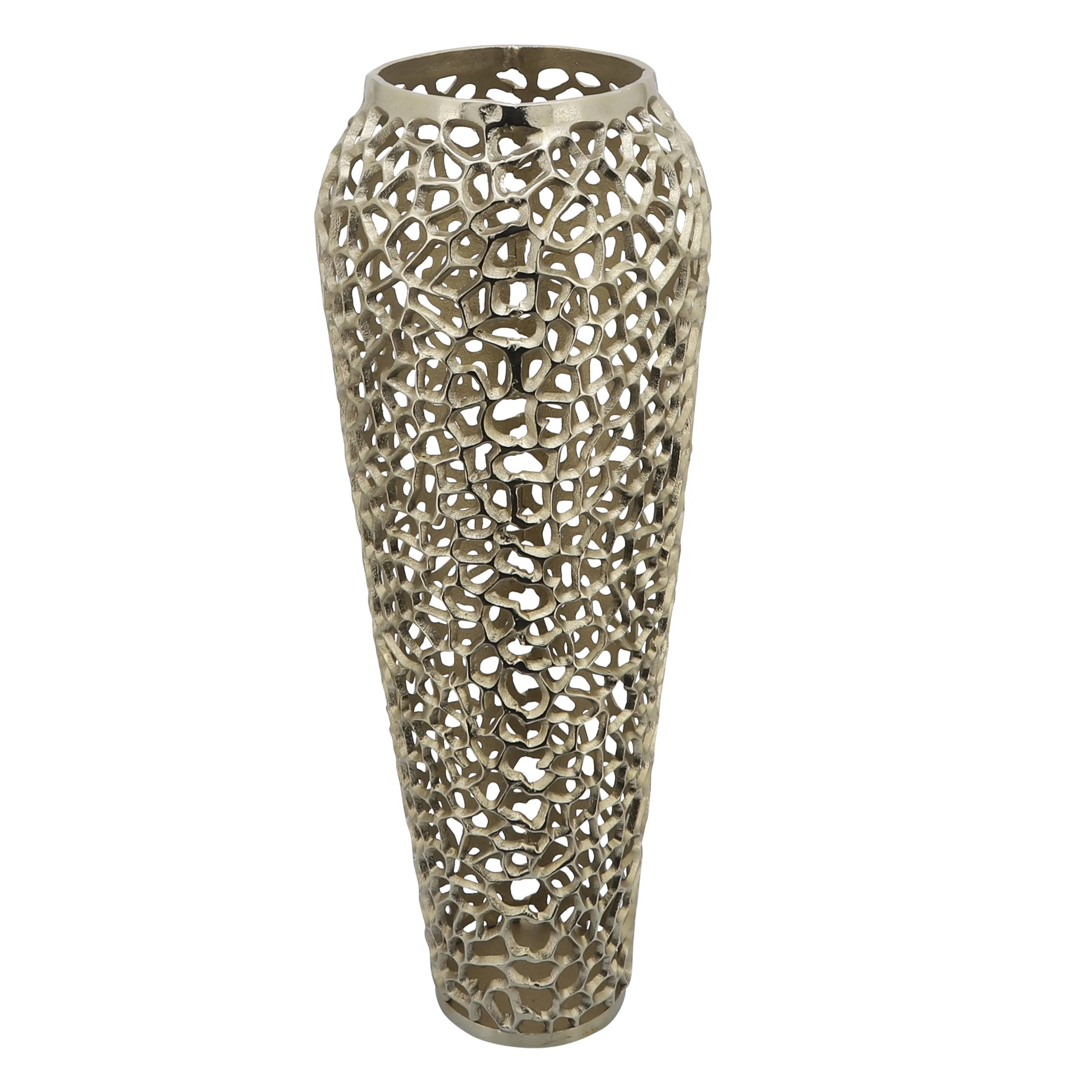 Metal, 33"h Cut-out Vase, Gold