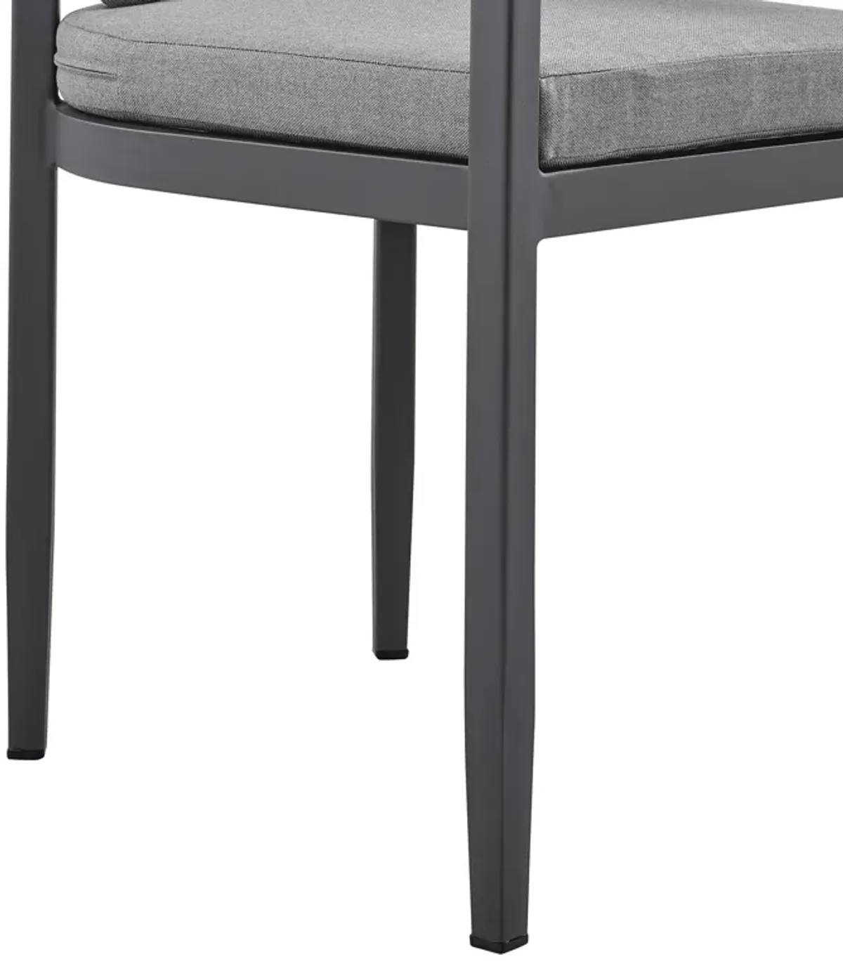 Argiope Outdoor Patio Dining Chairs in Aluminum with Gray Cushions - Set of 2