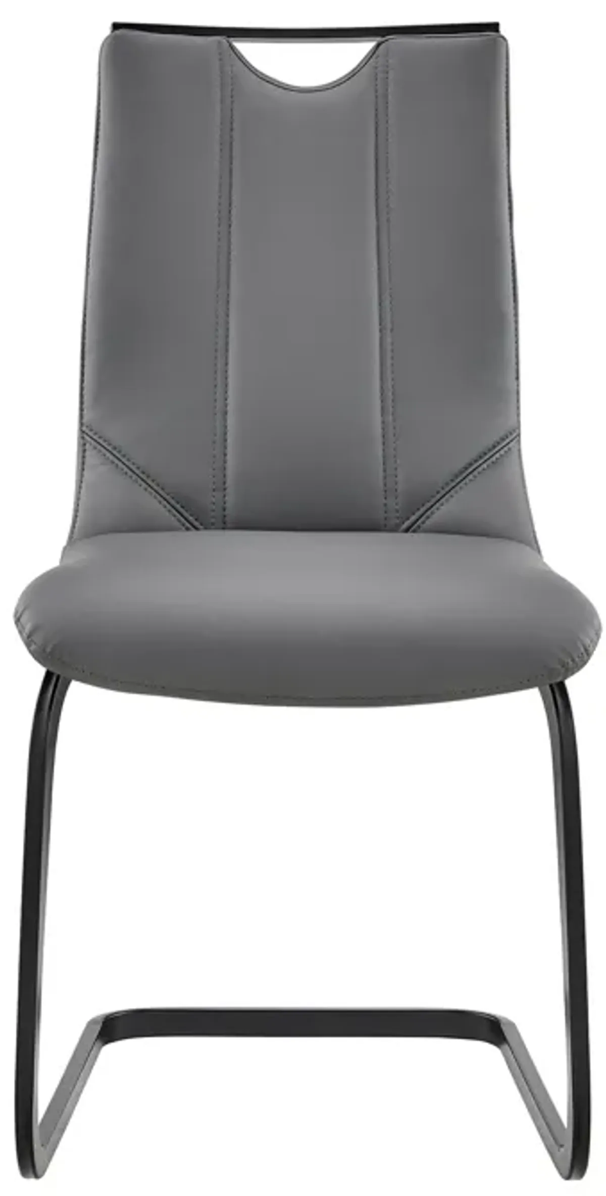 Pacific Dining Room Chair in Gray Faux Leather and Black Finish - Set of 2