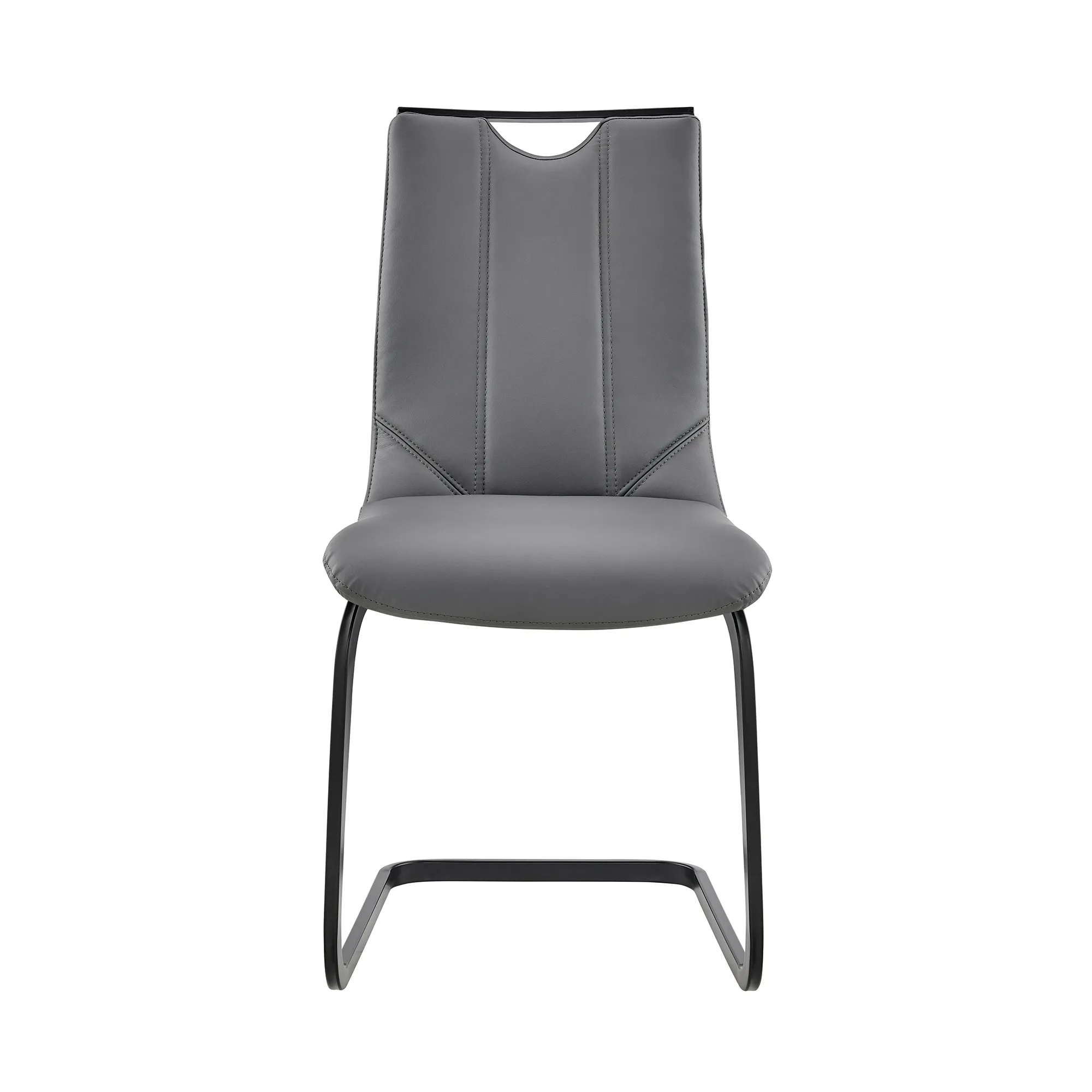 Pacific Dining Room Chair in Gray Faux Leather and Black Finish - Set of 2