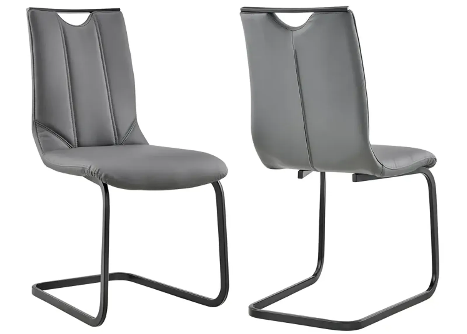 Pacific Dining Room Chair in Gray Faux Leather and Black Finish - Set of 2