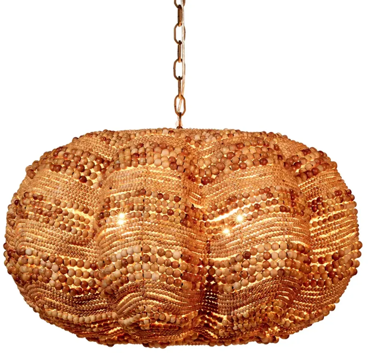 Clamshell Wood Beaded Chandelier