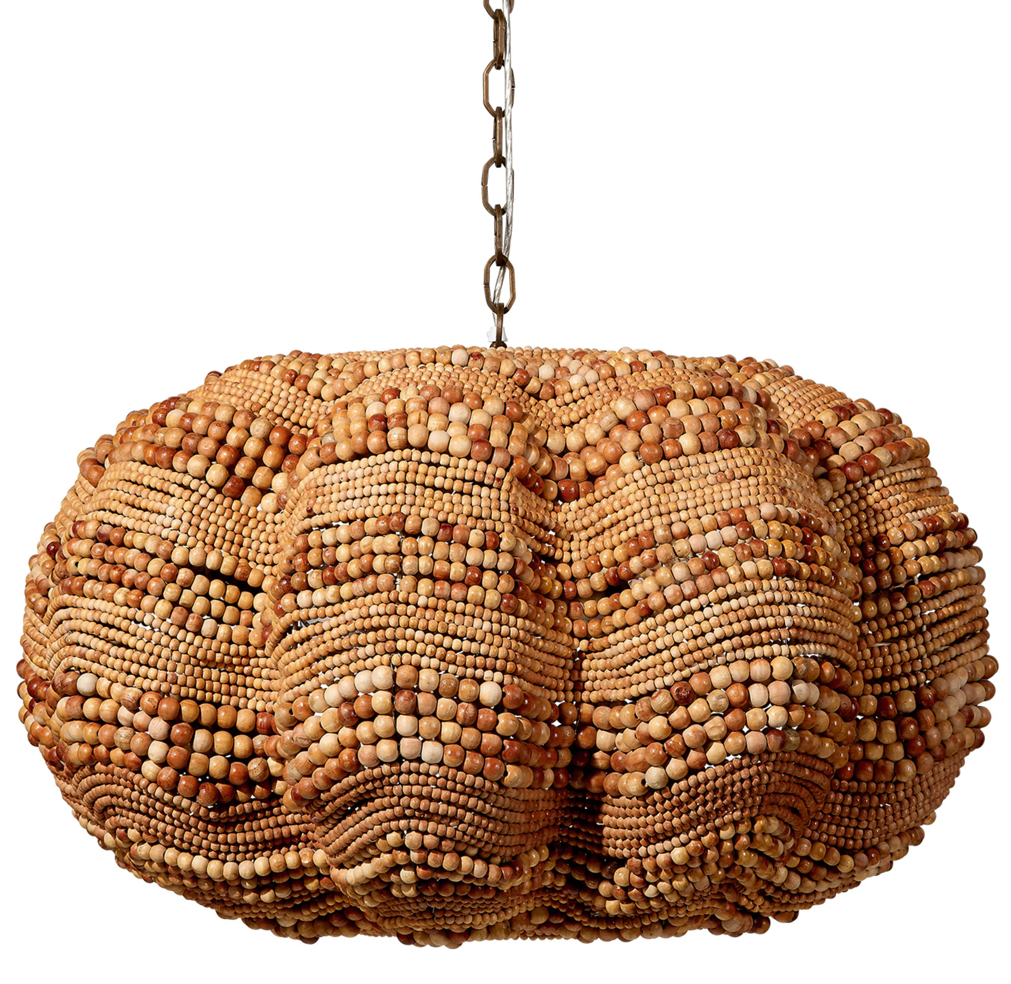 Clamshell Wood Beaded Chandelier