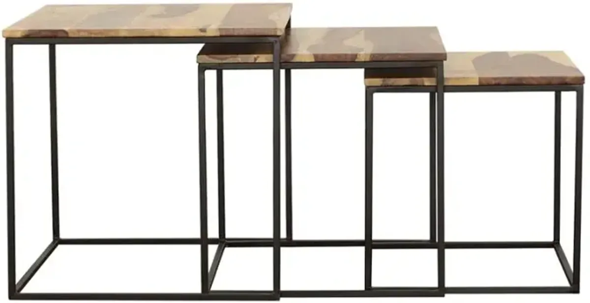 Belcourt 3-piece Square Nesting Tables Natural and Black