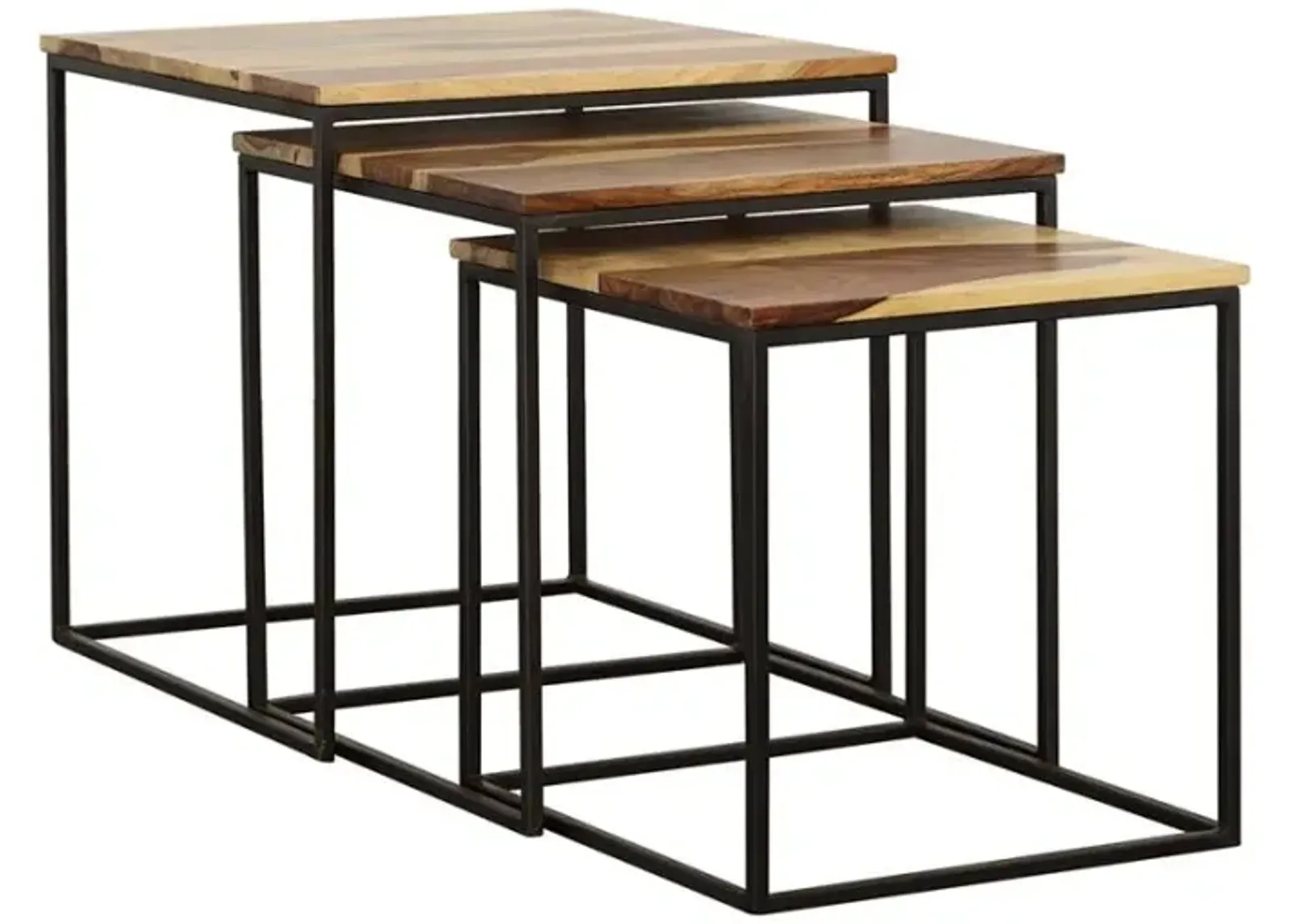 Belcourt 3-piece Square Nesting Tables Natural and Black