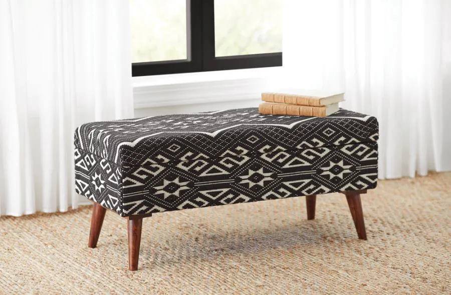 Cababi Upholstered Storage Bench Black and White