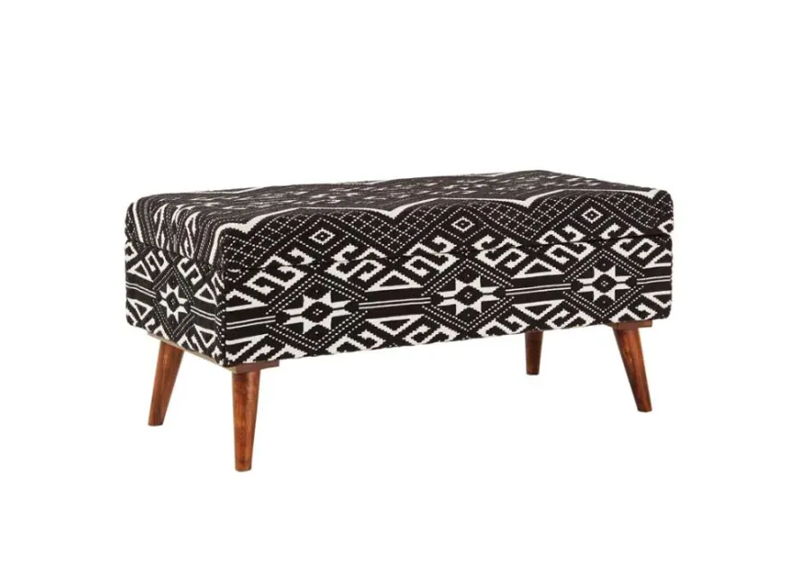 Cababi Upholstered Storage Bench Black and White