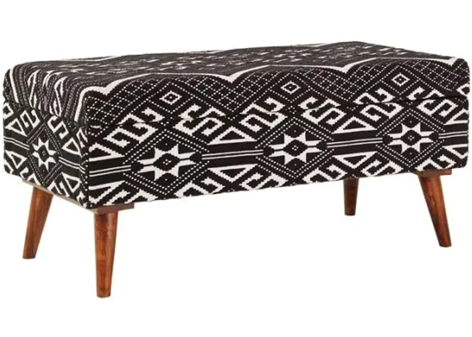 Cababi Upholstered Storage Bench Black and White