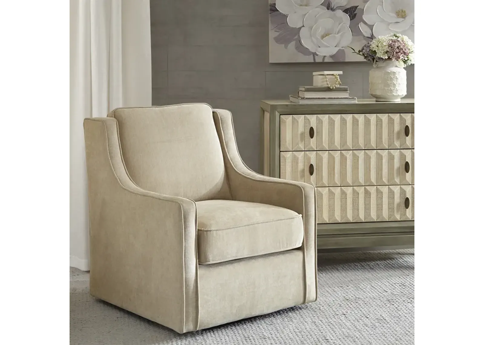 Madison Park Harris Cream Swivel Chair