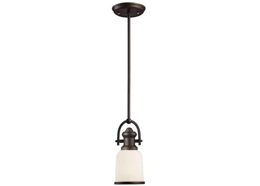 Brooksdale 5" Wide 1-Light Mini Pendant - Oiled Bronze with White Glass