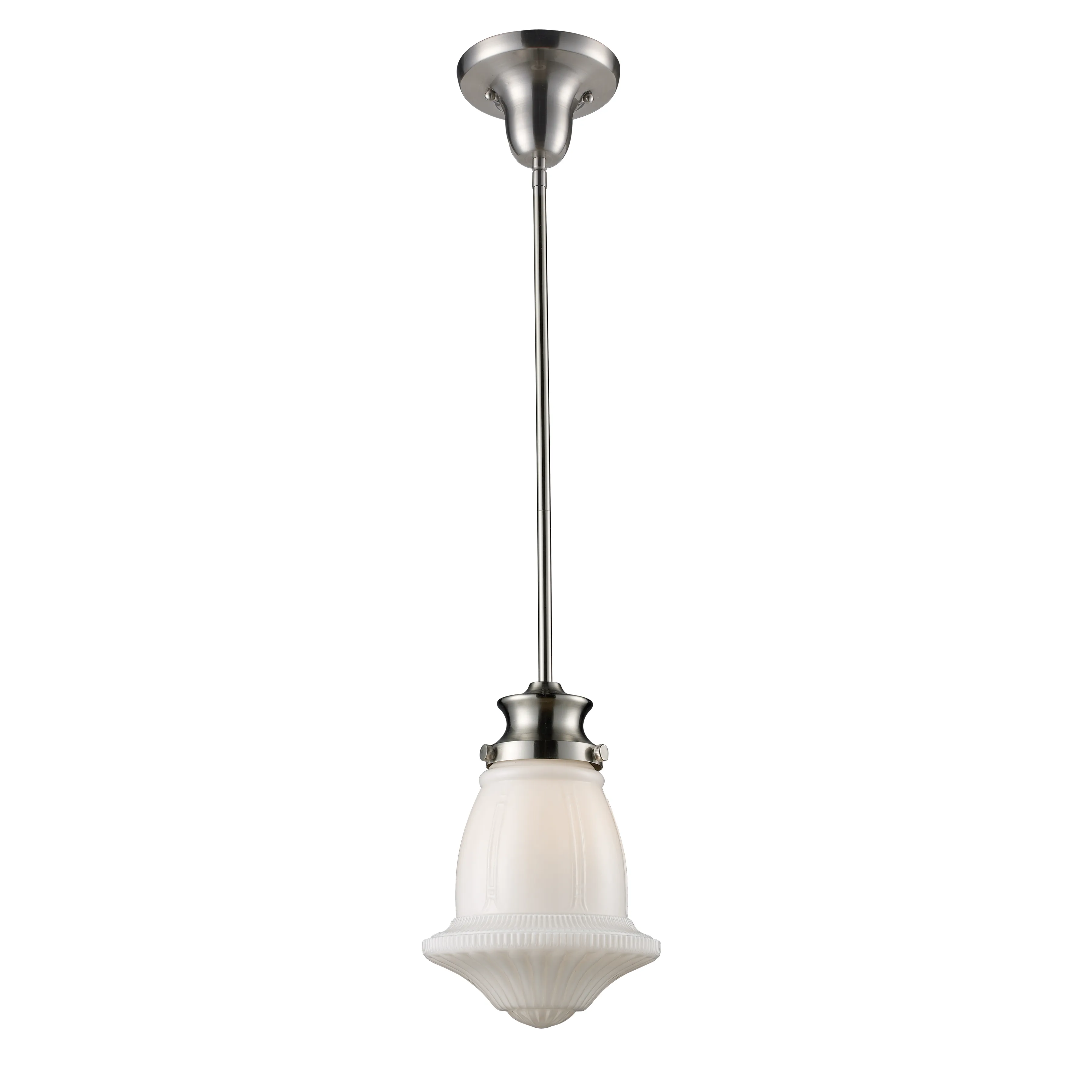 Schoolhouse 8" Wide 1-Light Mini Pendant - Satin Nickel