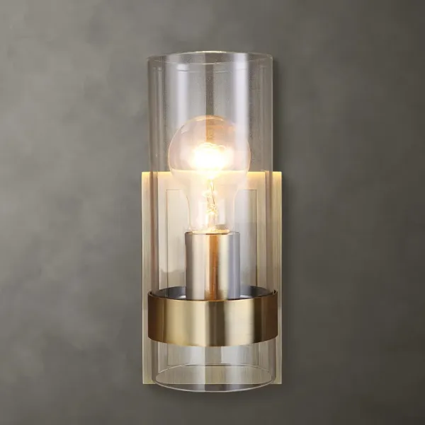 Cardiff Antique Brass 1 Light Cylinder Sconce