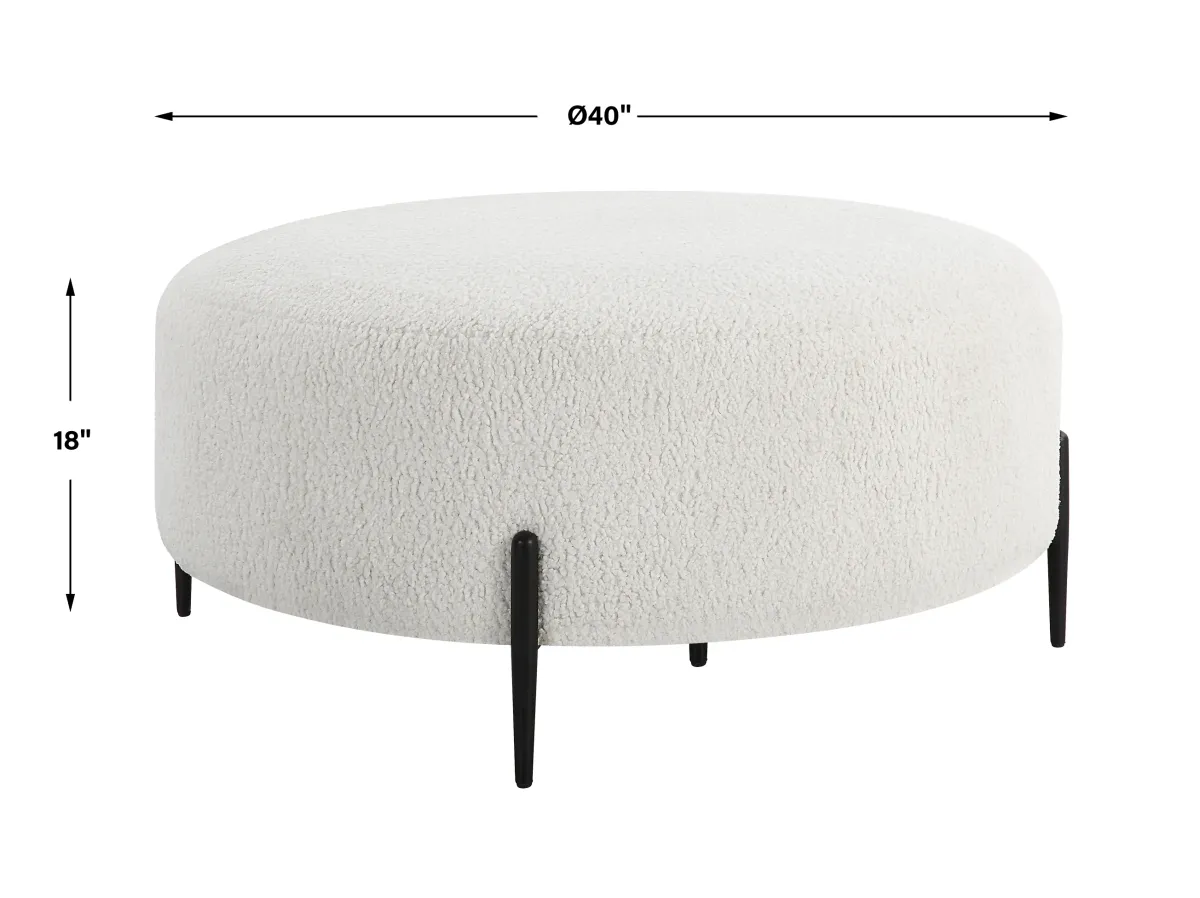 Arles Large Plush White Ottoman