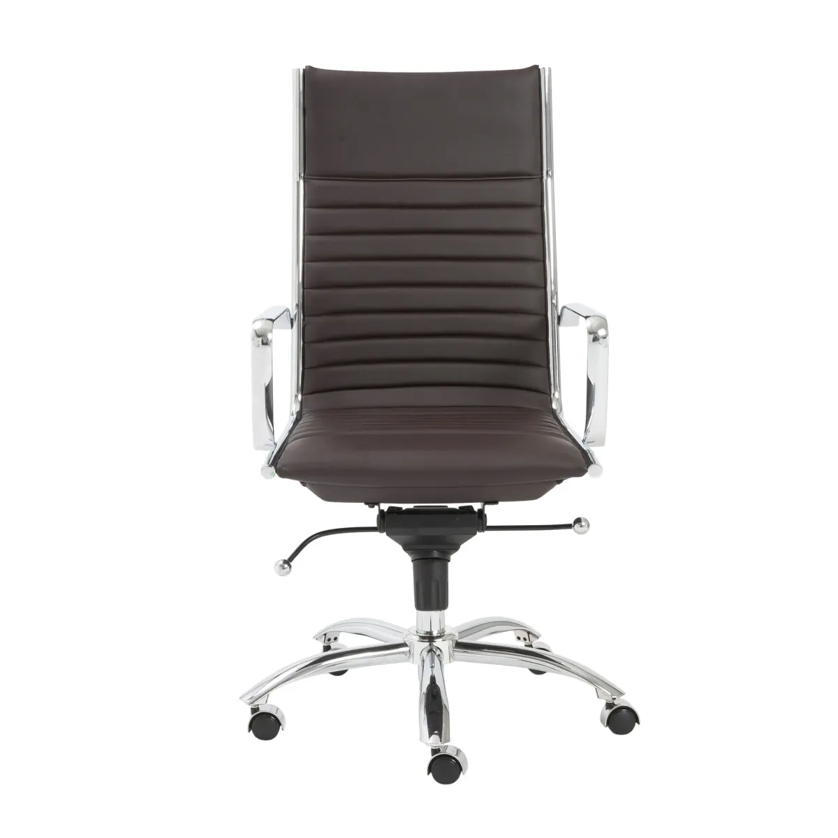 Dirk High Back Office Chair in Brown with Chromed Steel Base