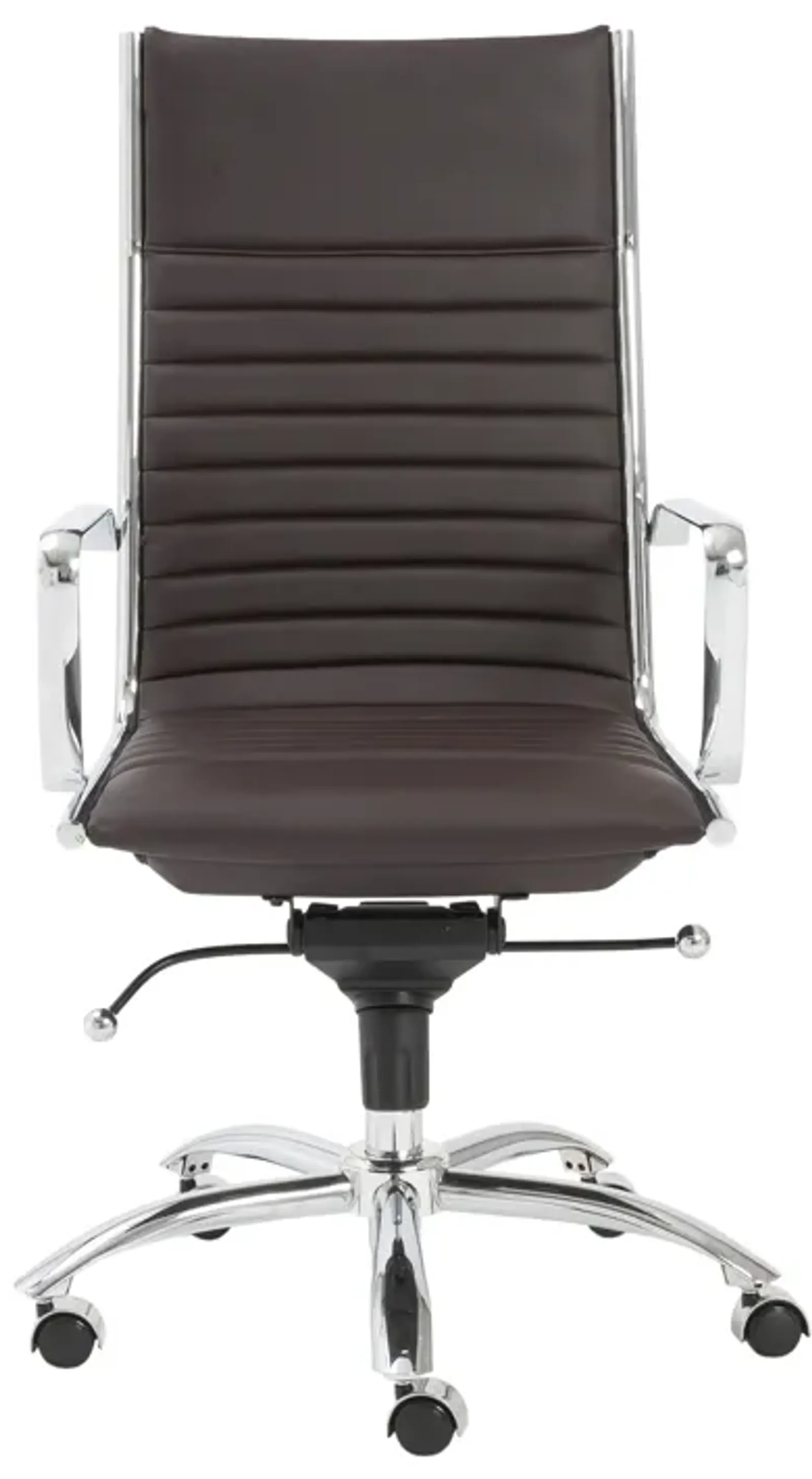 Dirk High Back Office Chair in Brown with Chromed Steel Base