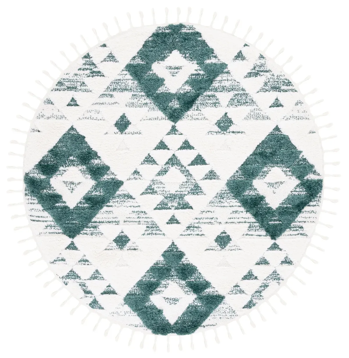 MOROCCAN TASSEL SHAG 688 GREEN  3' x 3' Round Round Rug