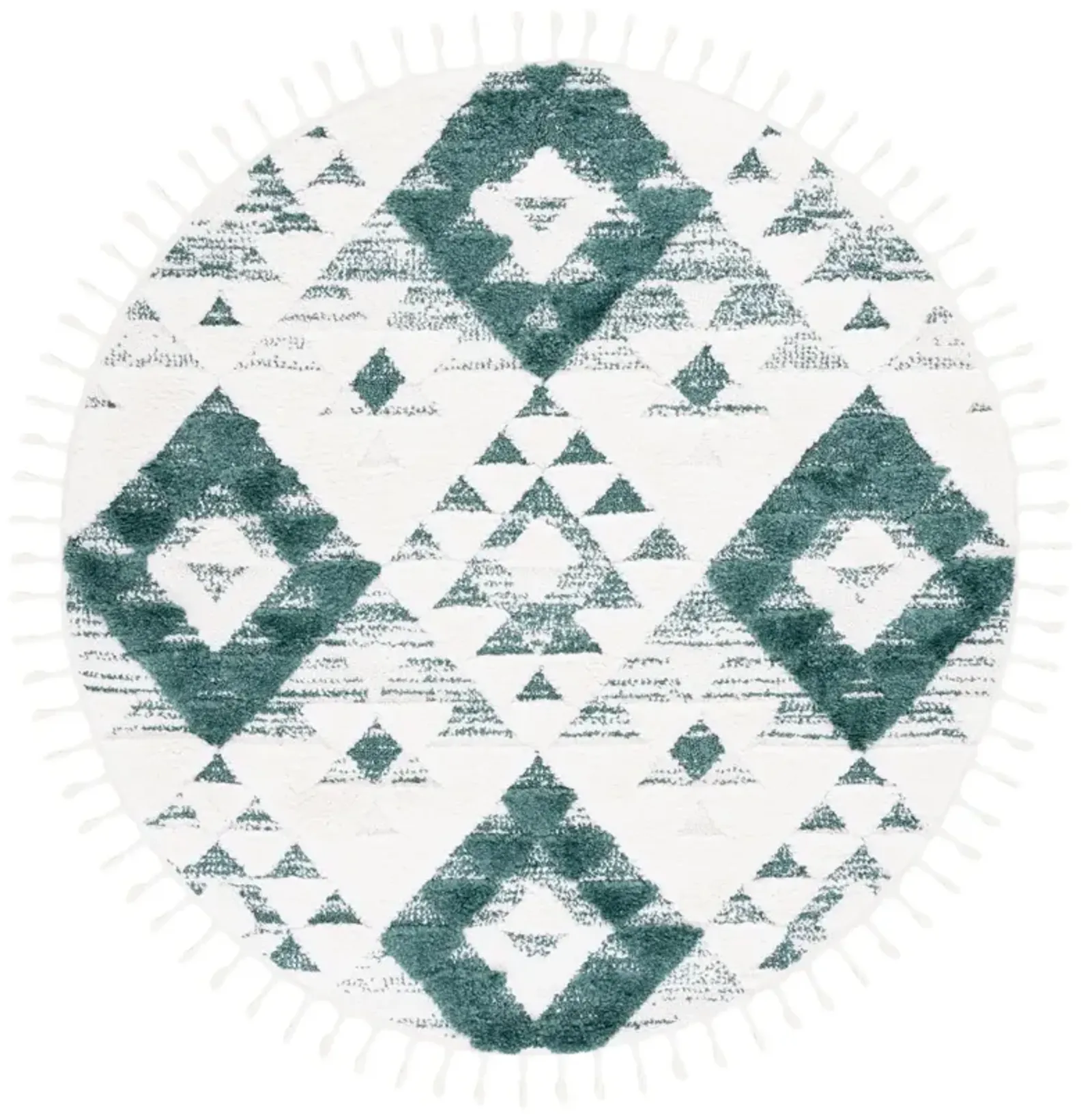 MOROCCAN TASSEL SHAG 688 GREEN  3' x 3' Round Round Rug