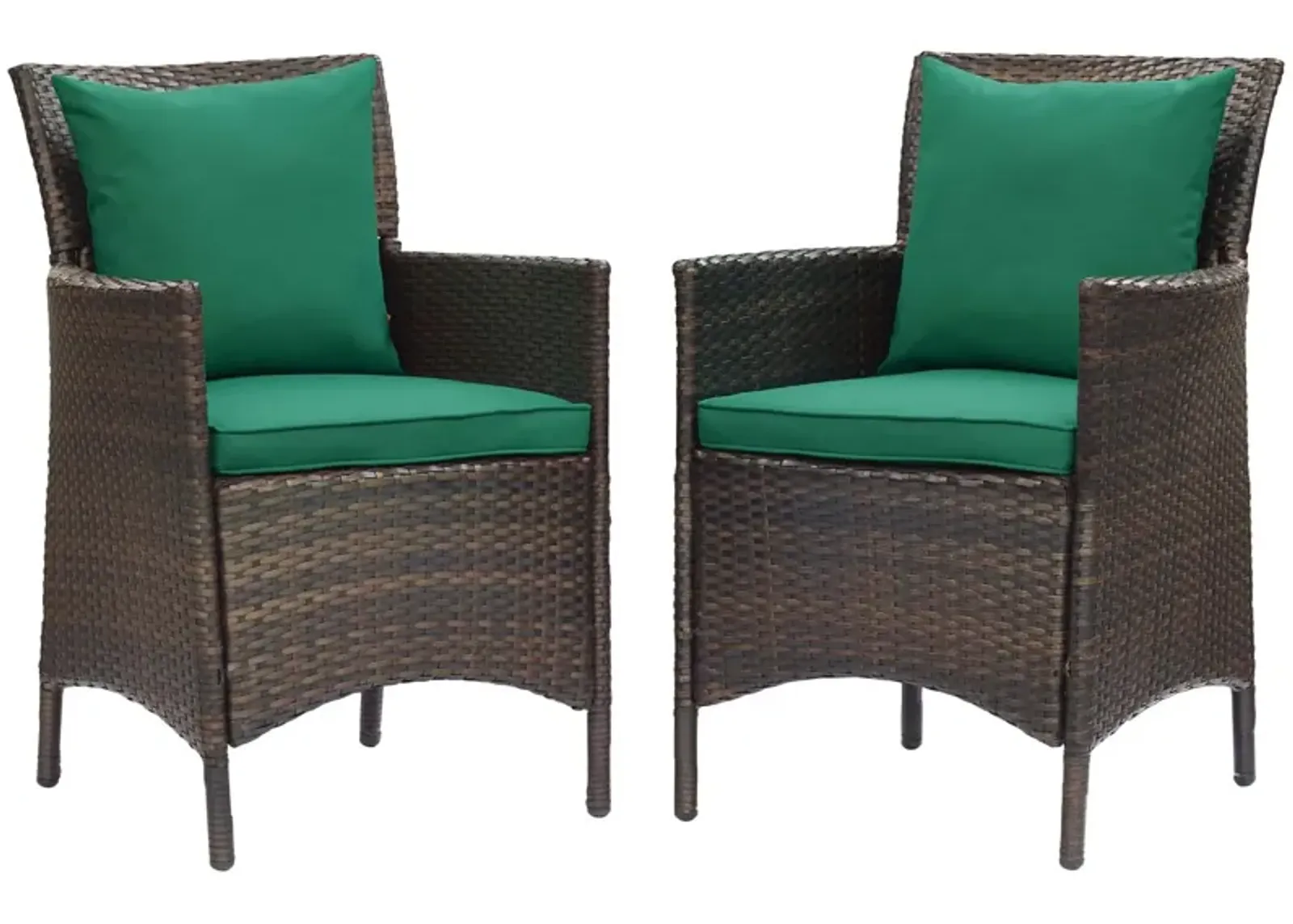 Conduit Outdoor Patio Wicker Rattan Dining Armchair Set of 2