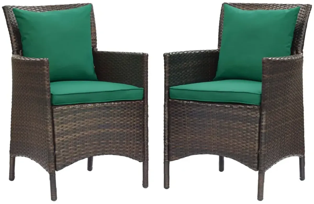 Conduit Outdoor Patio Wicker Rattan Dining Armchair Set of 2