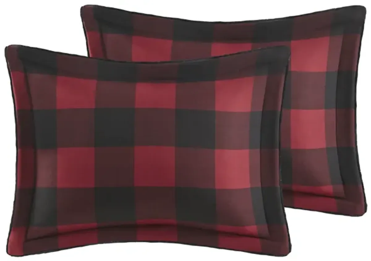 Woolrich Bernston Red Buffalo Check Faux Wool to Faux Fur Down Alternative Comforter Set