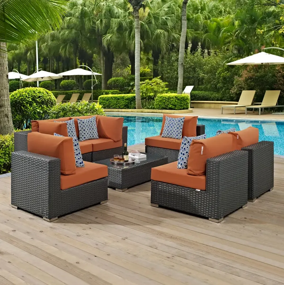 Sojourn 7 Piece Outdoor Patio Sunbrella® Sectional Set