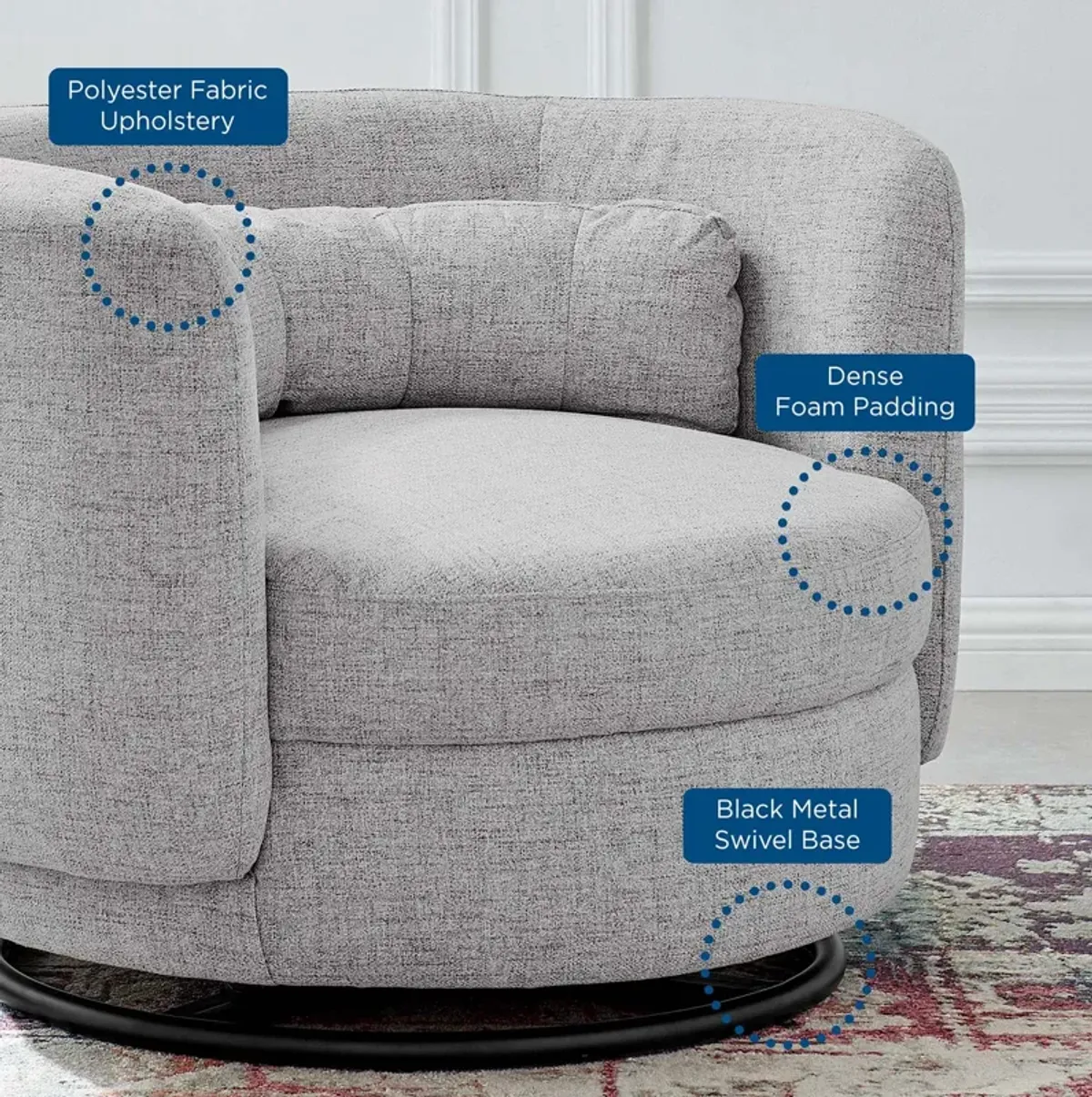 Relish Fabric Upholstered Upholstered Fabric Swivel Chair