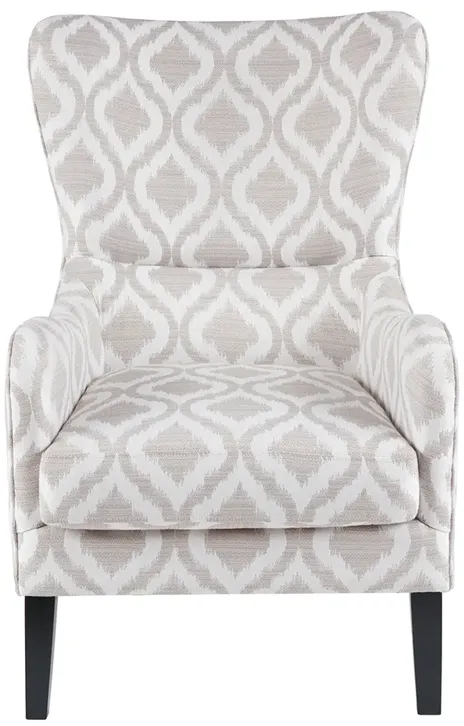 Madison Park Arianna Grey/White Swoop Wing Chair