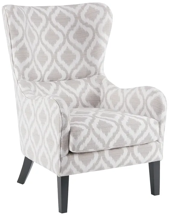 Madison Park Arianna Grey/White Swoop Wing Chair