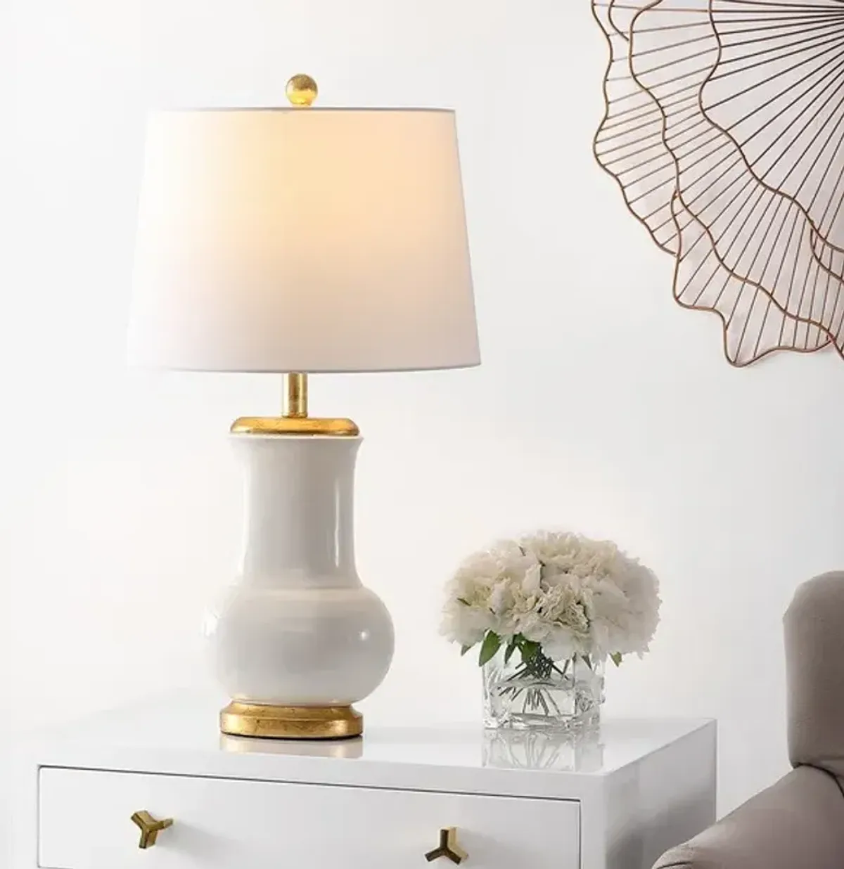 EMBERSON, 25 INCH, IVORY/GOLD, CERAMIC TABLE LAMP