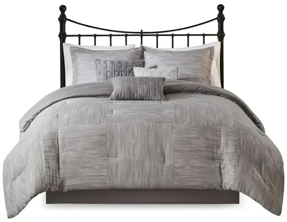 Madison Park Walter Grey 7 Piece Printed Seersucker Comforter Set