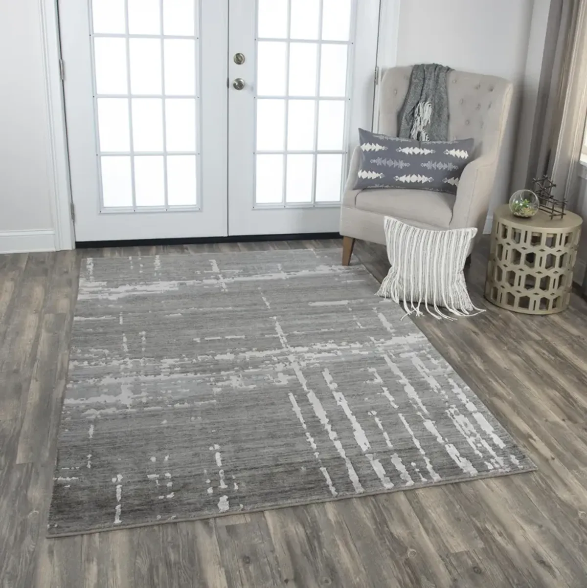 Artistry Gray Abstract NZ Wool/Tencel Blend 9'x12' Rectangle Rug