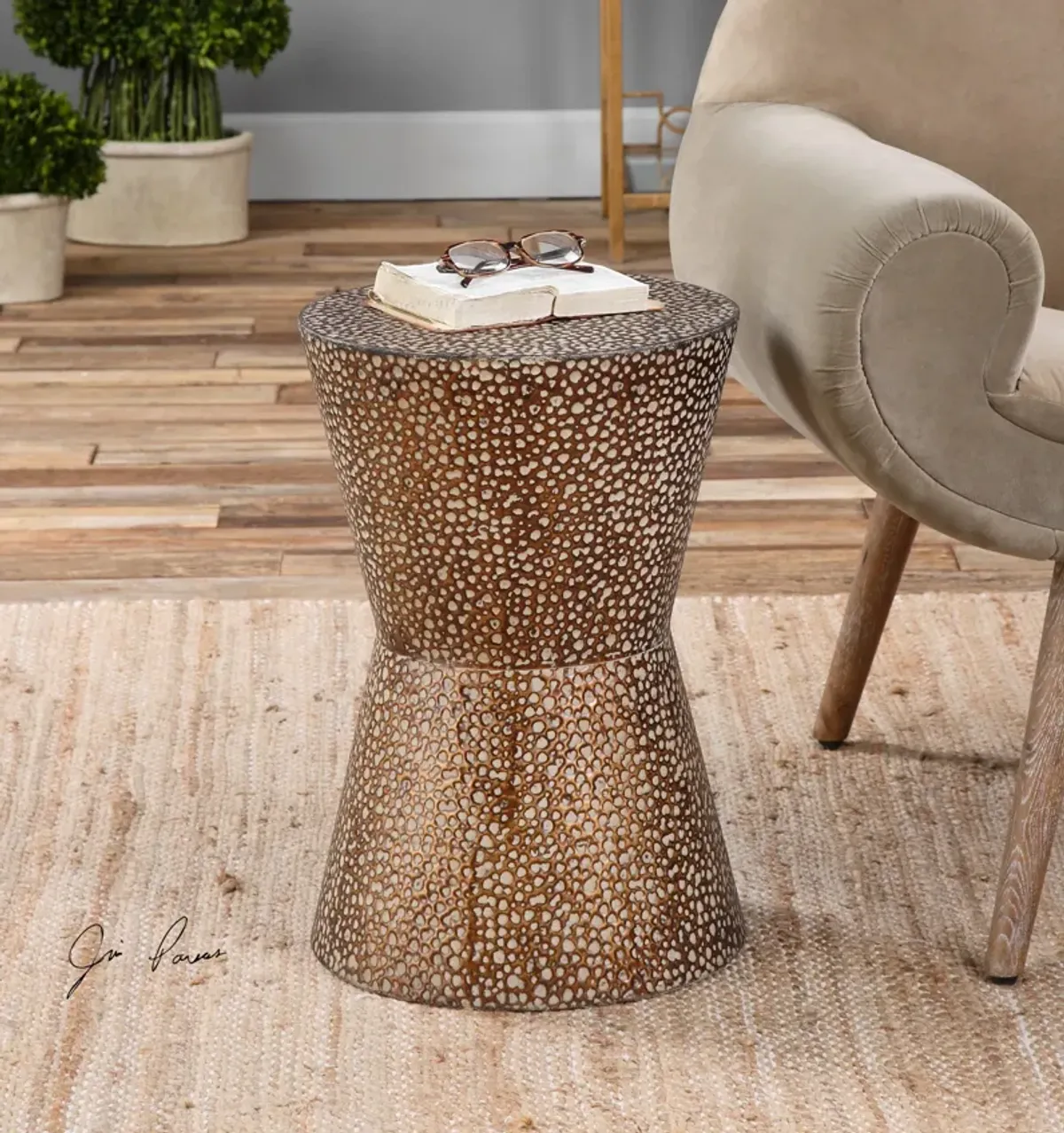 Cutler Drum Shaped Accent Table