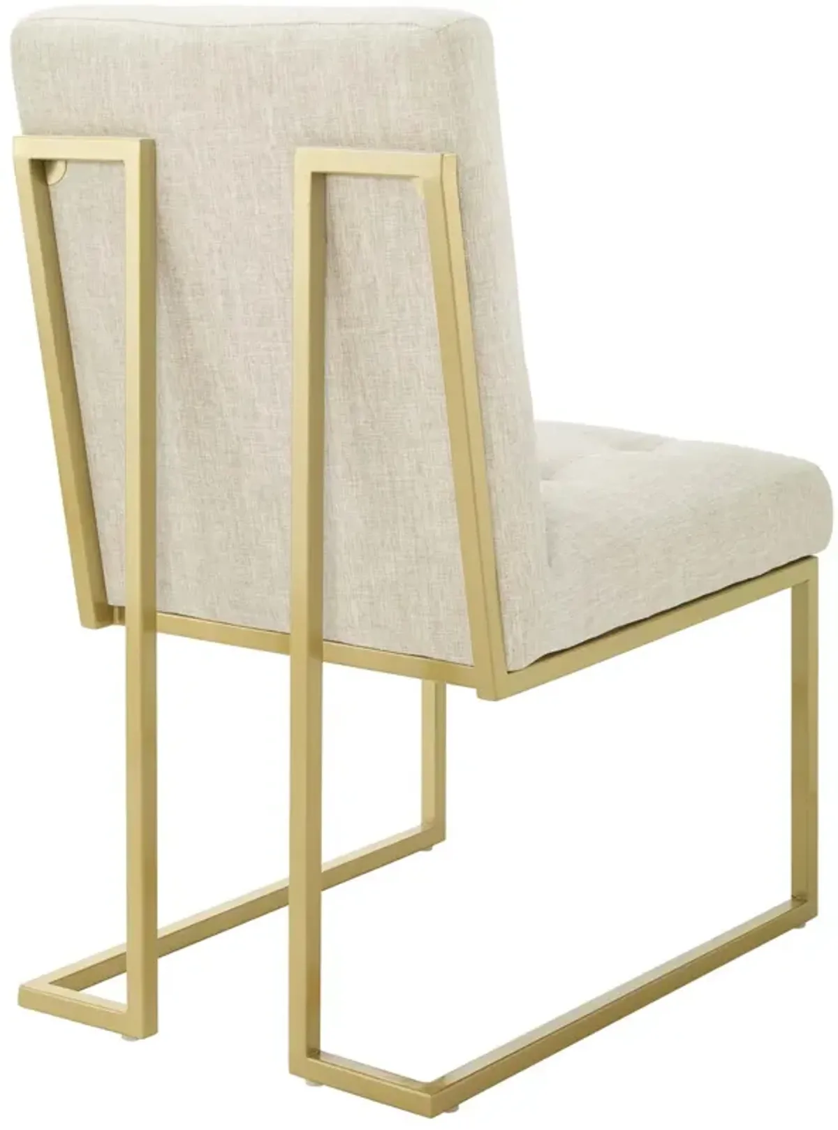 Privy Gold Stainless Steel Upholstered Fabric Dining Accent Chair