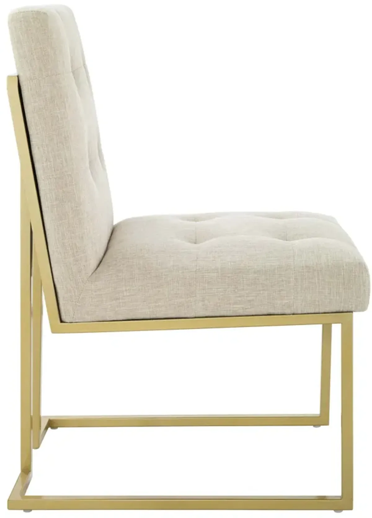 Privy Gold Stainless Steel Upholstered Fabric Dining Accent Chair