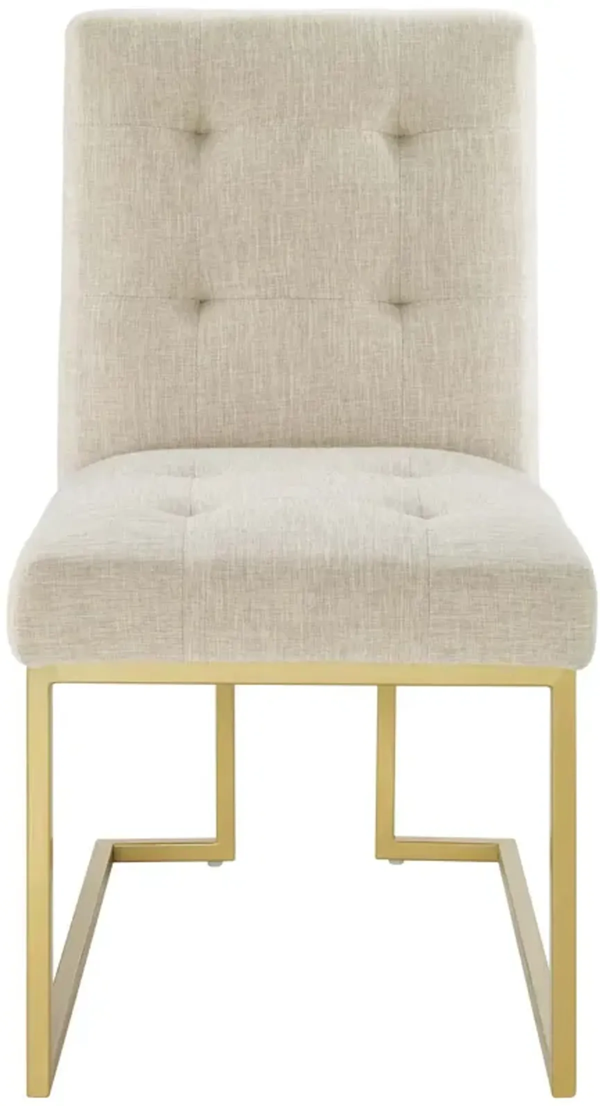 Privy Gold Stainless Steel Upholstered Fabric Dining Accent Chair