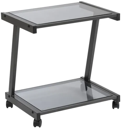 L-Series Printer Cart in Graphite Black with Smoked Glass