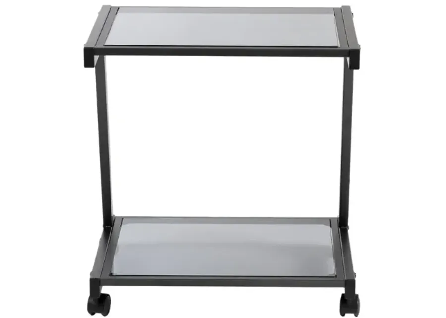 L-Series Printer Cart in Graphite Black with Smoked Glass