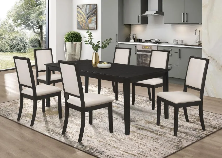 Louise 7-piece Rectangular Dining Set Black and Cream