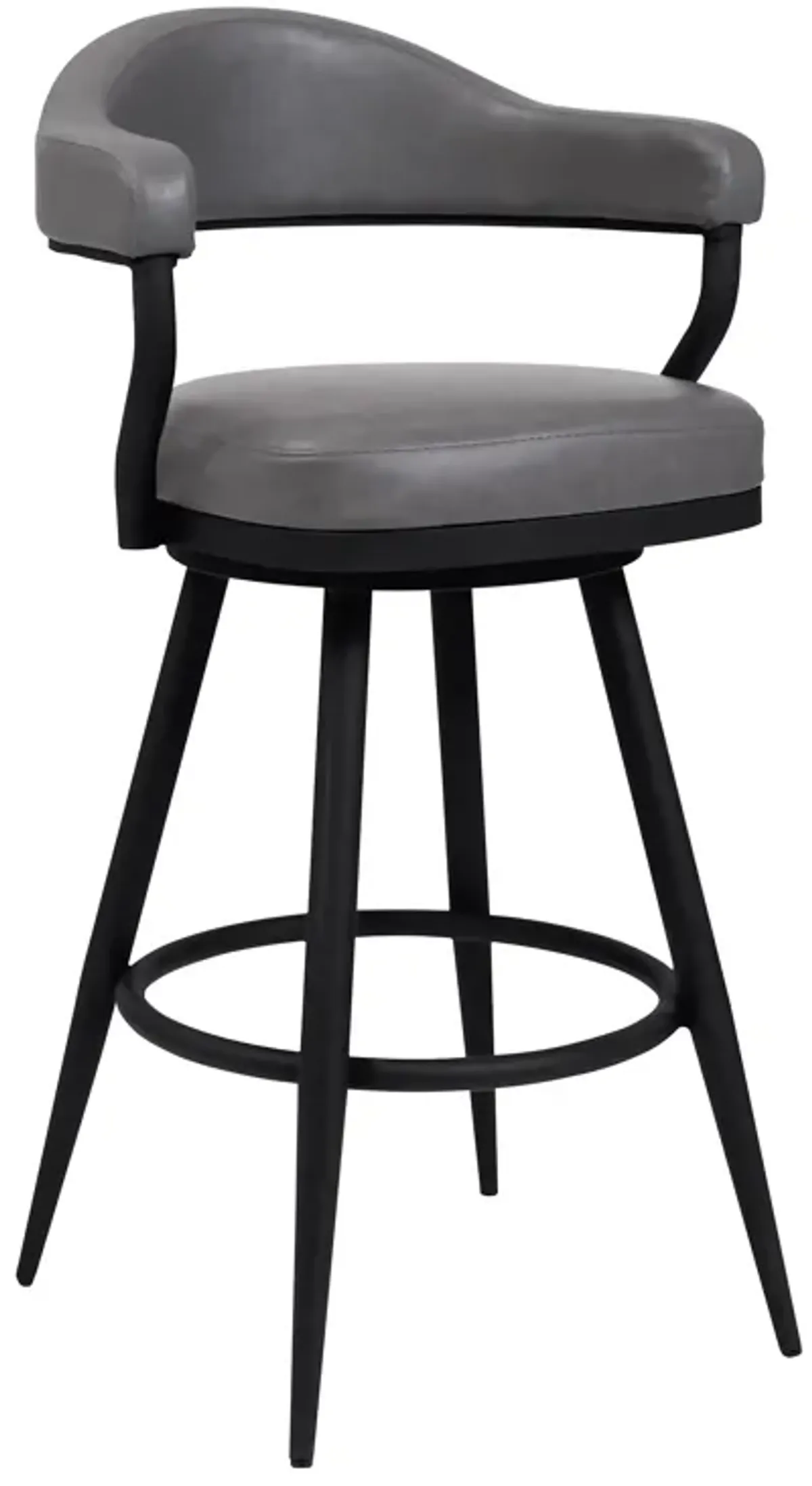 Amador 30" Bar Height Barstool in a Black Powder Coated Finish and Vintage Gray Faux Leather