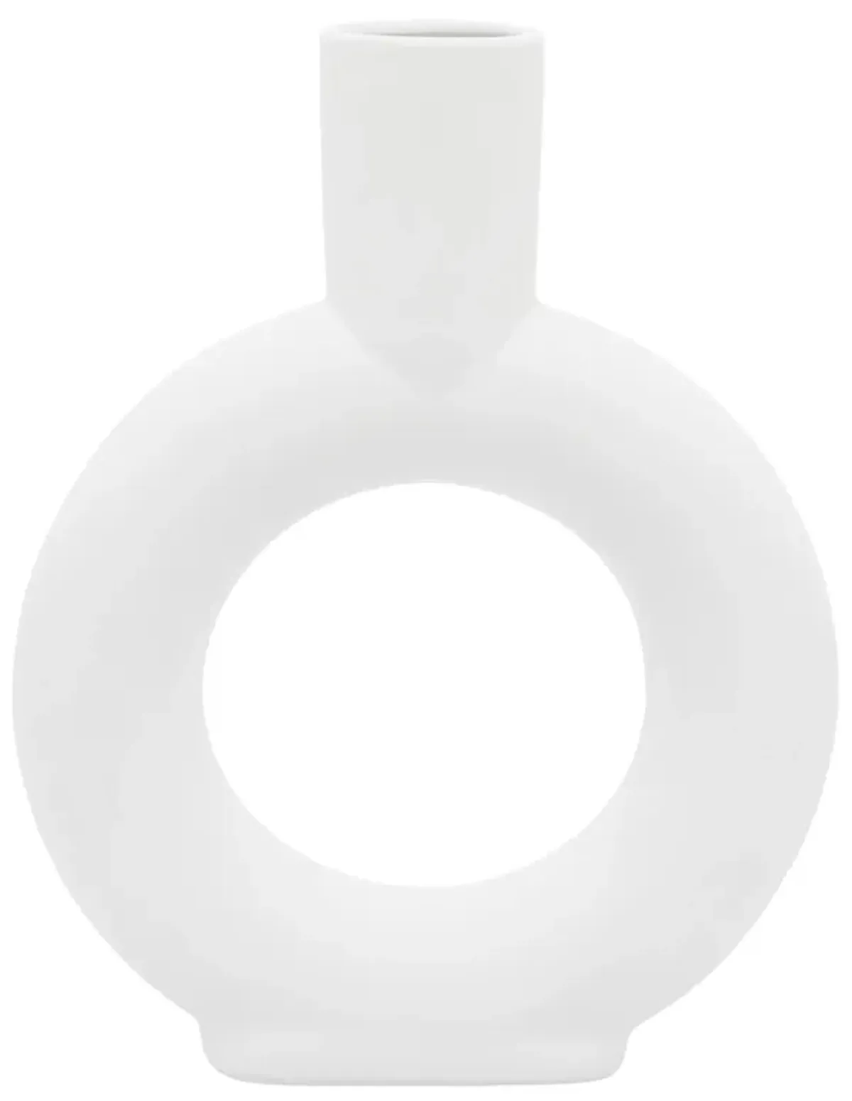 Ceramic, 9" Round Cut-out Vase, White