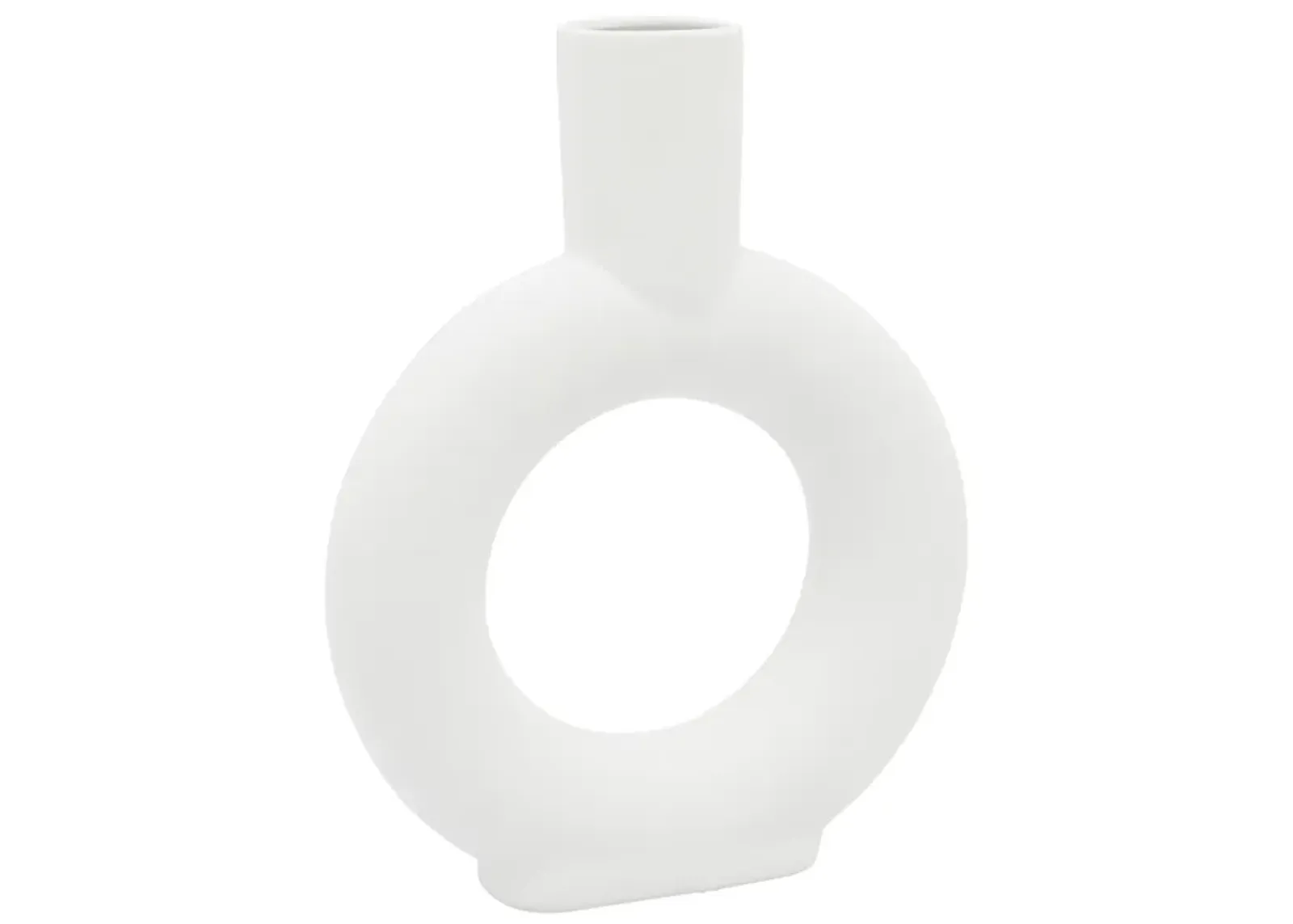 Ceramic, 9" Round Cut-out Vase, White