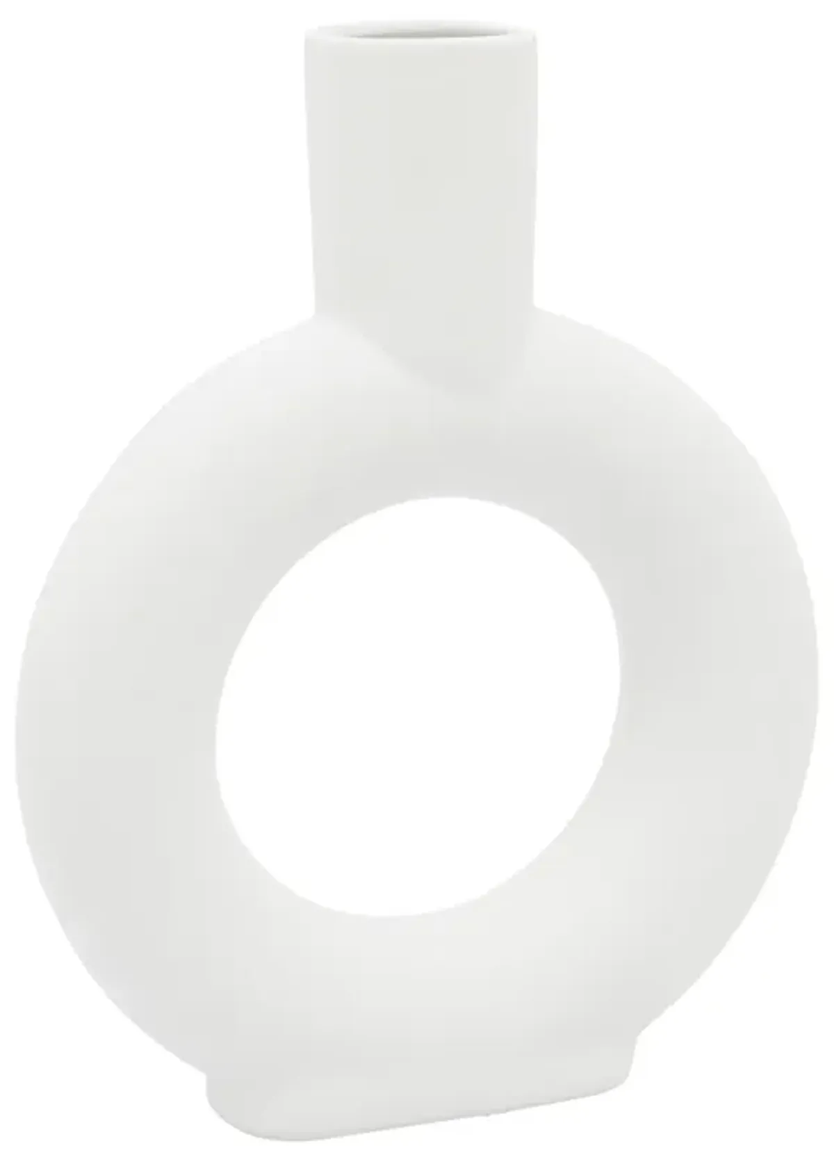 Ceramic, 9" Round Cut-out Vase, White