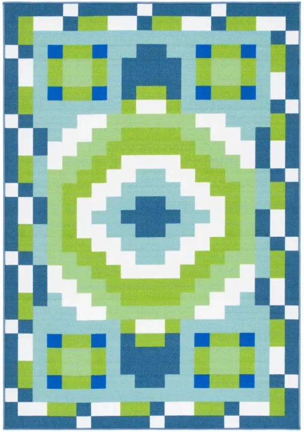 DIGITAL ARTIFACT 100 BLUE  5' x 7' Medium Rectangle Rug