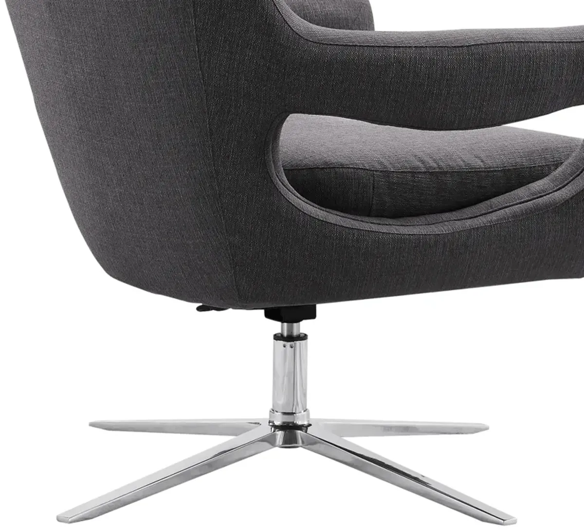 Quinn Contemporary Adjustable Swivel Accent Chair in Polished Chrome Finish with Grey Fabric