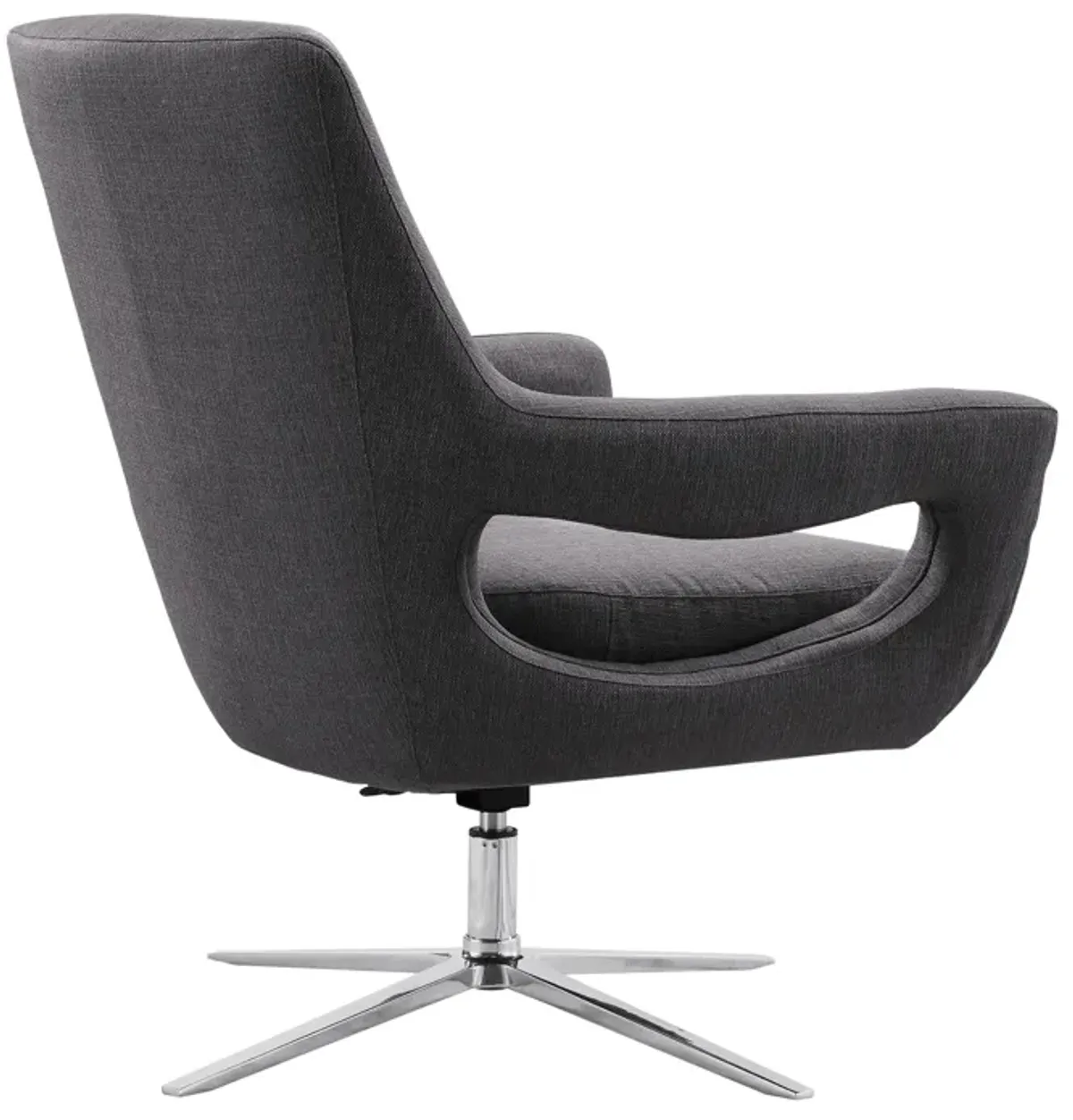 Quinn Contemporary Adjustable Swivel Accent Chair in Polished Chrome Finish with Grey Fabric