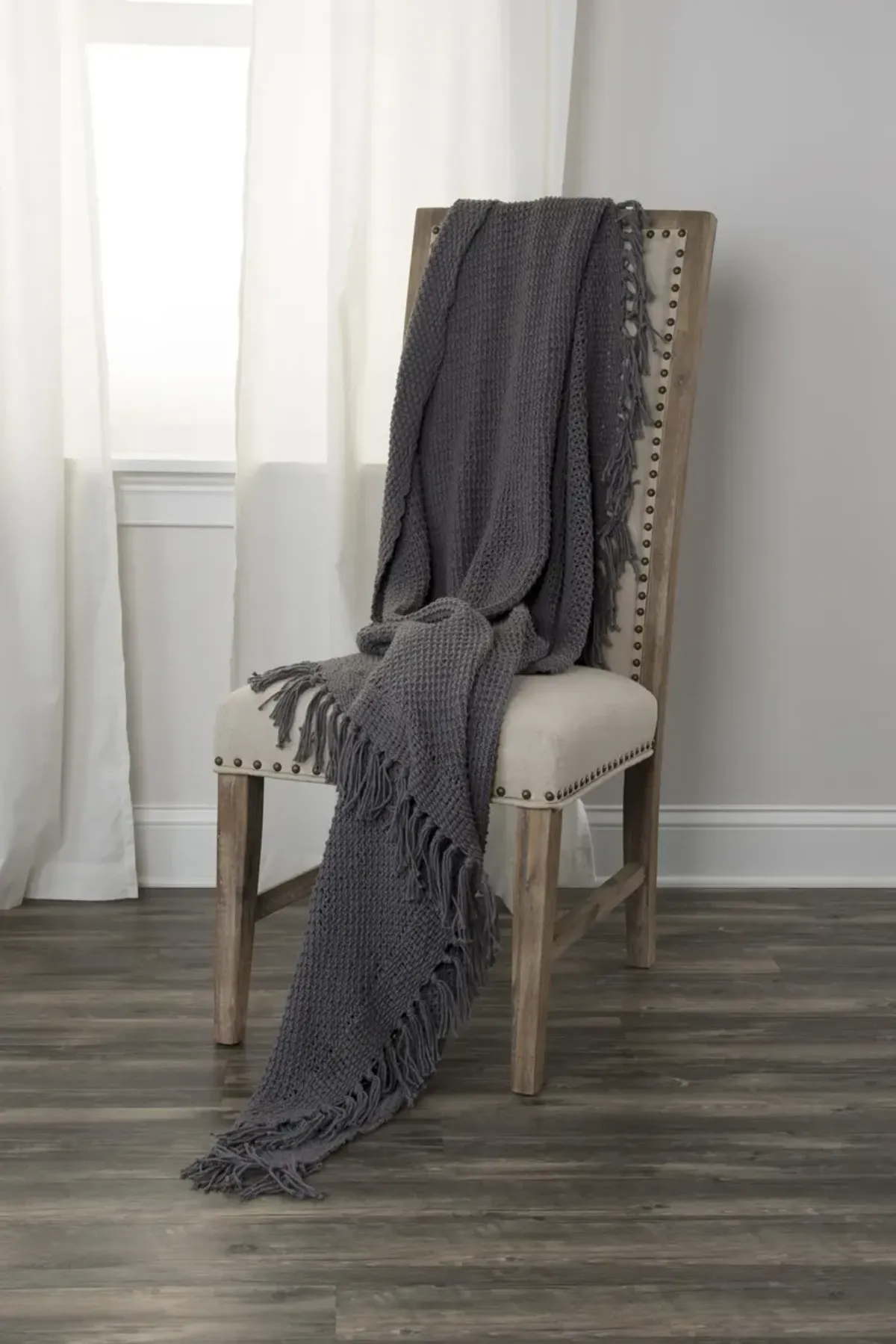 All Over Pattern Solid Gray Throw