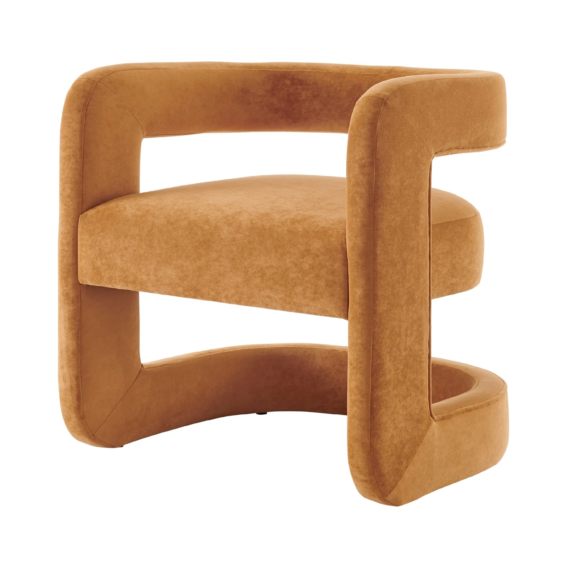 Althea Velvet Accent Arm Chair, Dainty Caramel 