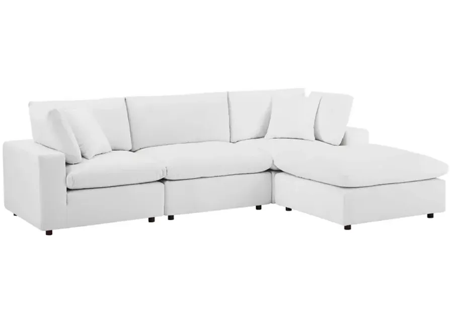 Commix Down Filled Overstuffed Performance Velvet 4-Piece Sectional Sofa