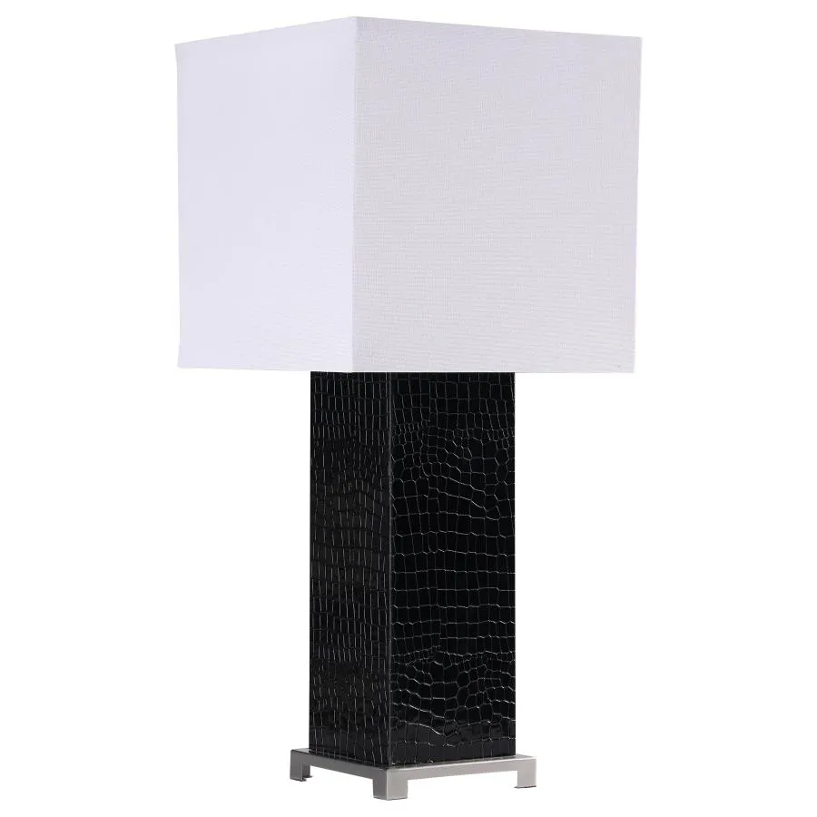 Bridle Square Shade Bedside Table Lamp Black