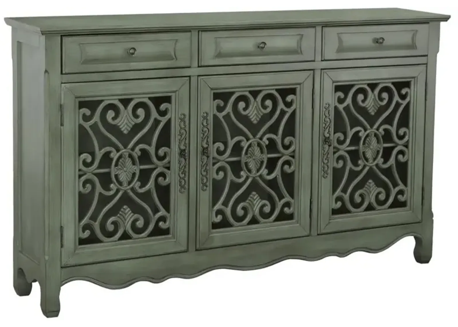 Madeline 3-door Accent Cabinet Antique Green